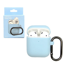 Силиконовый чехол с карабином для AirPods 1/2 Sky Blue