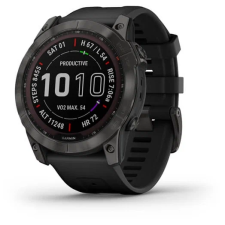 Умные часы Garmin FENIX 7X Sapphire Solar титановый угольно-серый DLC с силиконовым ремешком